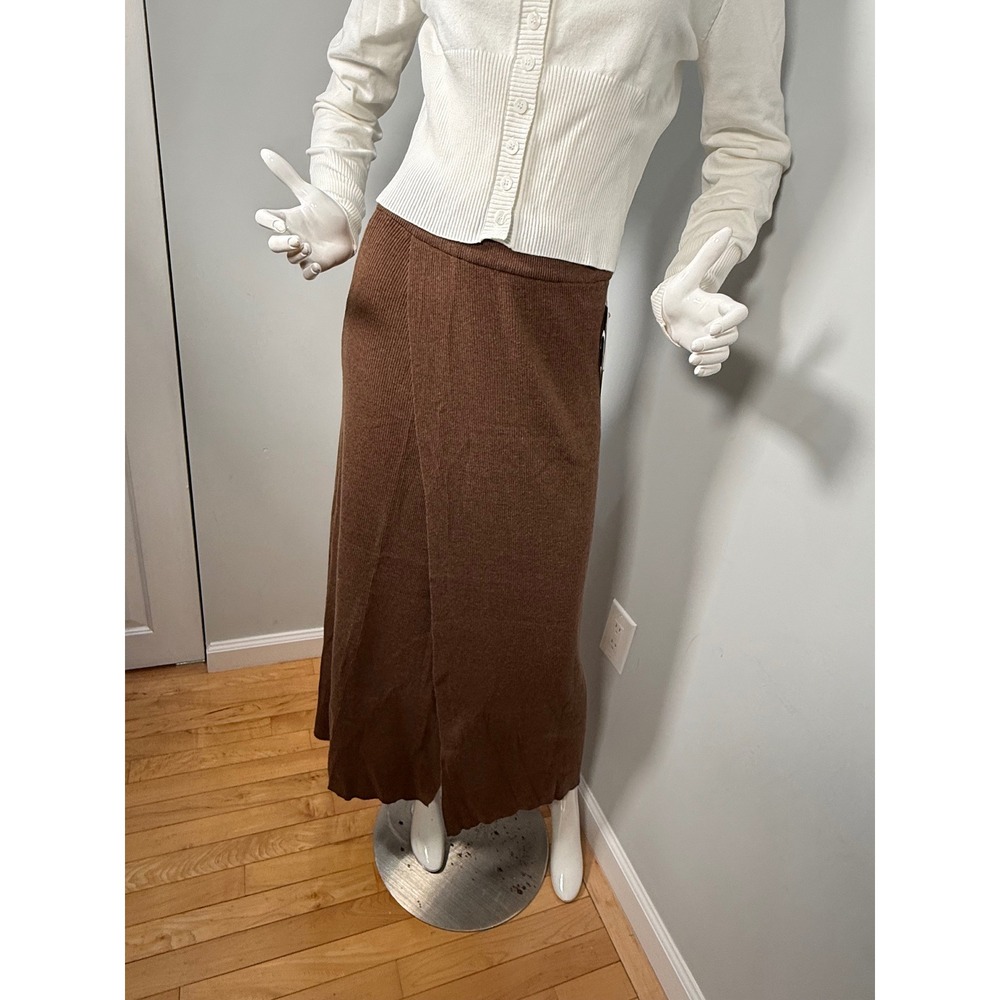 Commense Caramel Slit Maxi‎ Knit Skirt Dark Brown size M - Picture 5 of 6